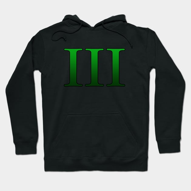 Green Roman Numeral 3 III Hoodie by Numerica